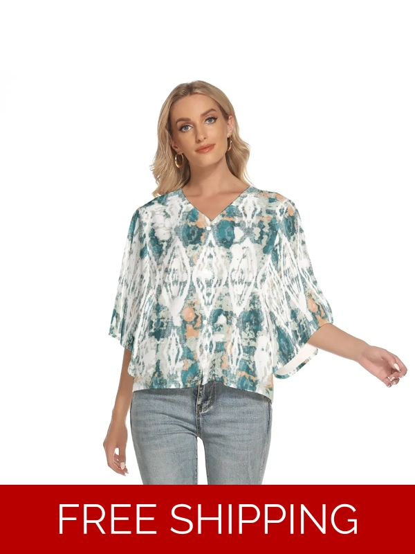 Motiff Shop Bat Sleeve V-Neck Top
